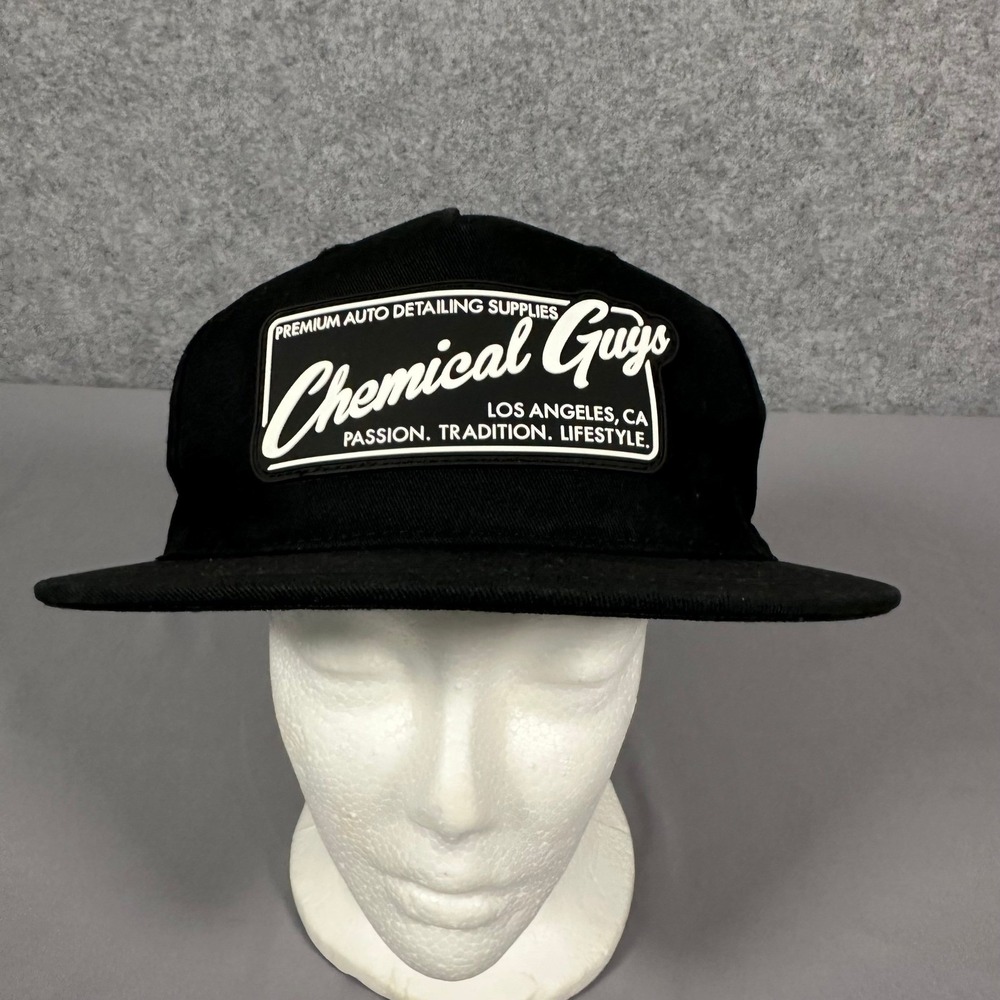 Chemical Guys Snapback Hat OSFA Black Mens Flat Brim Logo Patch